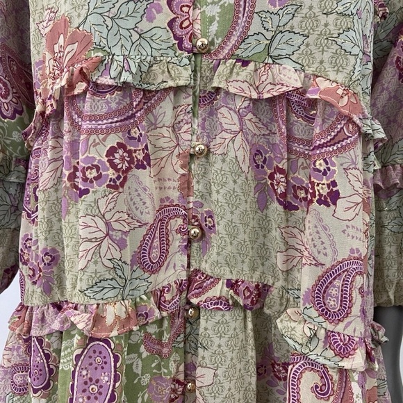 Vici Dress Large Paisley Floral Peasant Ruffle Cottagecore Flowy Short Boho - Picture 5 of 12